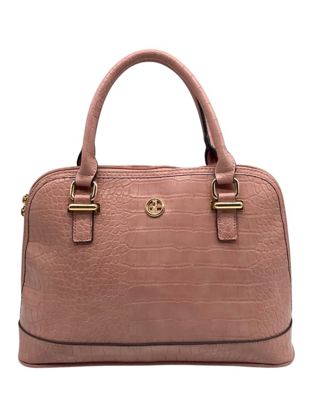 Giani Bernini Dusty Pink Croc Embossed Faux Leather Dome Satchel